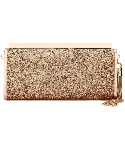 Women Sequin Moonlight Shiny Clutch Bag Vintage Clutch Purse Cocktail Wedding Party Evening Gold $17.59 Evening Bags