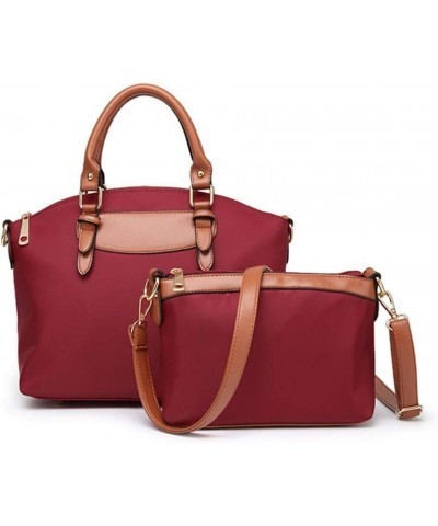 Women's 2Pcs Set Soft Shoulder Bag Oxford Large Capacity Zipper Handbag (red) Red $48.40 Totes