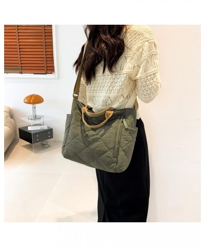 Women Solid Color Shoulder Bag Large Capacity Ladies Lattice Hobo Bag Adjustable Strap Quilted Commuting Bags Multip Green $9...