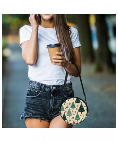 Women Fashionable Crossbody Bag – Versatile Round Bag for Every Occasion, Christmas Tree Print Color3 $10.29 Crossbody Bags