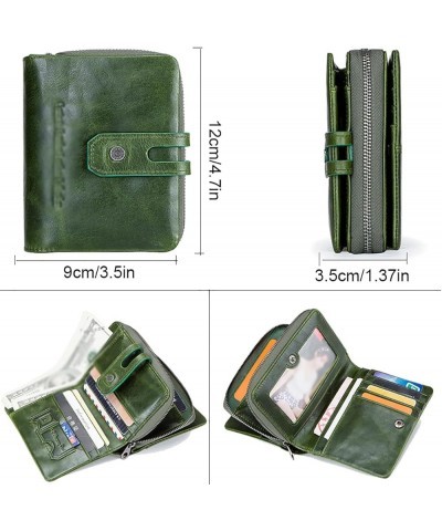 Women Leather Wallet, Casual Buckle Ladies Wallet Genuine Leather Multifunctional Coin Purse for Gift Giving Daily Life Green...