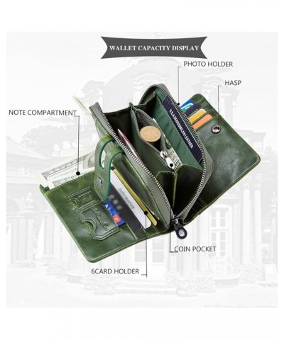 Women Leather Wallet, Casual Buckle Ladies Wallet Genuine Leather Multifunctional Coin Purse for Gift Giving Daily Life Green...