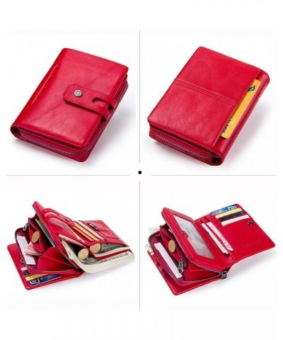 Women Leather Wallet, Casual Buckle Ladies Wallet Genuine Leather Multifunctional Coin Purse for Gift Giving Daily Life Green...