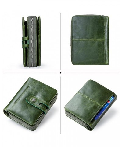 Women Leather Wallet, Casual Buckle Ladies Wallet Genuine Leather Multifunctional Coin Purse for Gift Giving Daily Life Green...