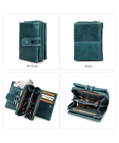 Women Leather Wallet, Casual Buckle Ladies Wallet Genuine Leather Multifunctional Coin Purse for Gift Giving Daily Life Green...