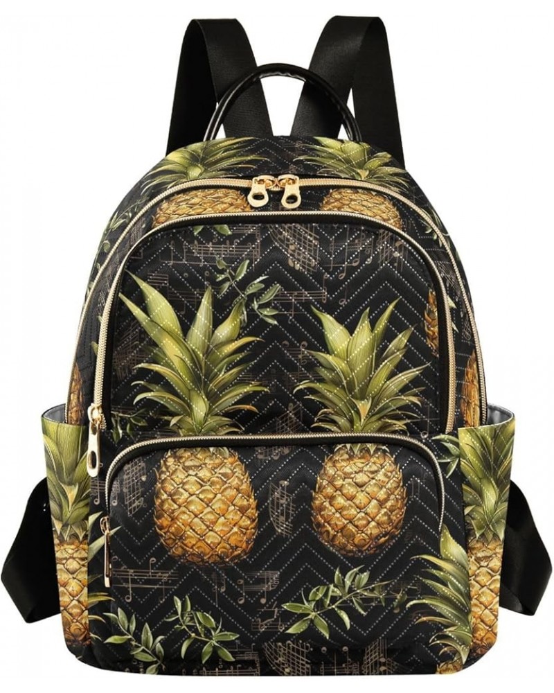 Musical Notes Pineapples Vintage Women's Backpack Purse Causal Daypack Work Travel College Business Trip Bag Shoulder Bag Sma...