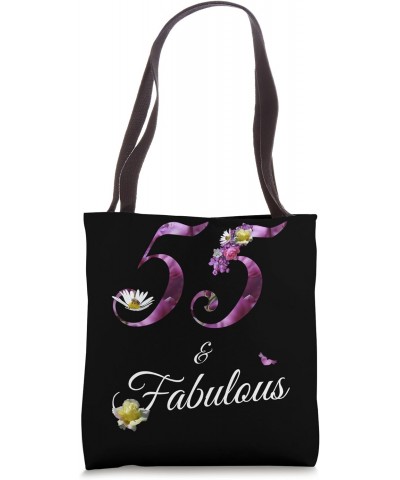 55 & Fabulous 55 Year Old Tee Floral 1969 55th Birthday Gift Tote Bag $9.01 Totes