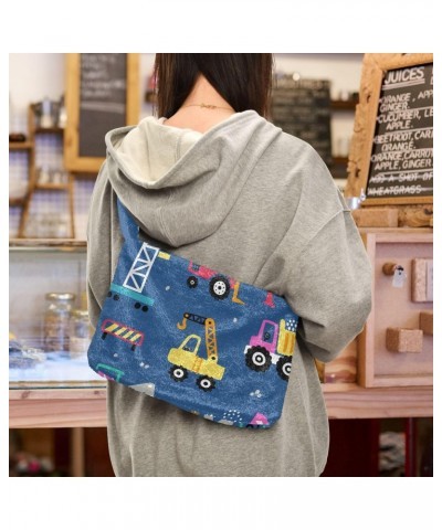 Women Boho Handbag Construction City Truck Cartoon Underarm Bag Tote Bag Shoulder Bag Crossbody Bag Fluffy Cell Phone Purse P...