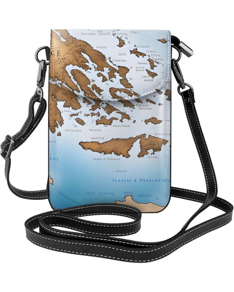 women Small Cell Phone Purse Greece Map pattern Soft, durable and waterproof PU leather Convenient for daily use and travel $...