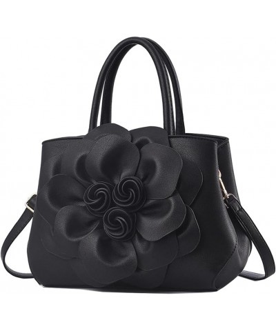 3D Floral Handbags Purses for Women Top Handle Handbag PU Leather Satchel Shoulder Crossbody Bags Ladies Evening Bag Black $1...