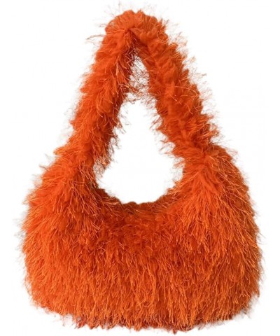 Loveholy ury Hobo Pu and s for Women t Faux Top Handle Shoulr Bag th er Y2k Girls Daily Bag Orange $8.79 Hobo Bags