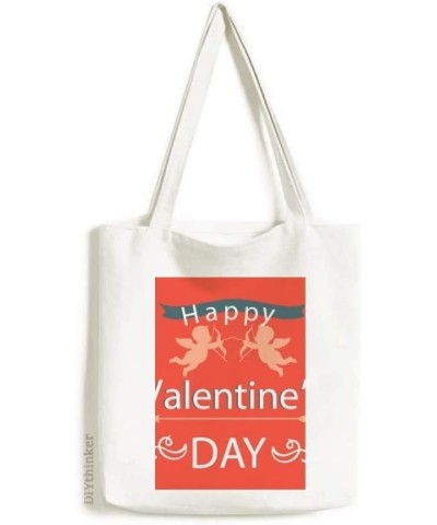 Happy Valentine's Day Angels Love Tote Canvas Bag Shopping Satchel Casual Handbag $14.88 Totes