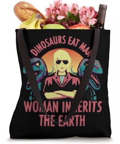 Dinosaurs Eat Man Woman Inherits The Earth Tote Bag $14.24 Totes