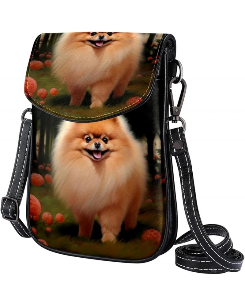 Faux Leather Crossbody Bag for Women, Messenger Bag, Shoulder Bag, Lovely Pomeranian Dog $11.59 Crossbody Bags