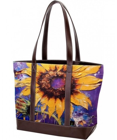 The Tote Bag For Women,Tote Bag With Zipper,Canvas Tote Bag,Art Style Watercolor Sunflower Handbags $21.99 Totes