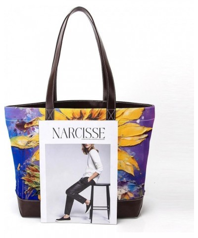 The Tote Bag For Women,Tote Bag With Zipper,Canvas Tote Bag,Art Style Watercolor Sunflower Handbags $21.99 Totes