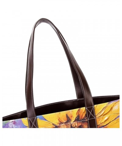 The Tote Bag For Women,Tote Bag With Zipper,Canvas Tote Bag,Art Style Watercolor Sunflower Handbags $21.99 Totes