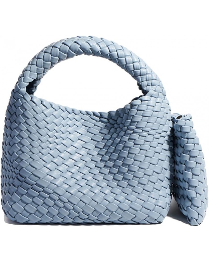 Fashion Handbag For Women, Woven Tote Bag Bucket Composite Bag Knitting Chain Bag, Crossbody Shoulder Bag Purses Light Blue $...