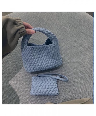 Fashion Handbag For Women, Woven Tote Bag Bucket Composite Bag Knitting Chain Bag, Crossbody Shoulder Bag Purses Light Blue $...