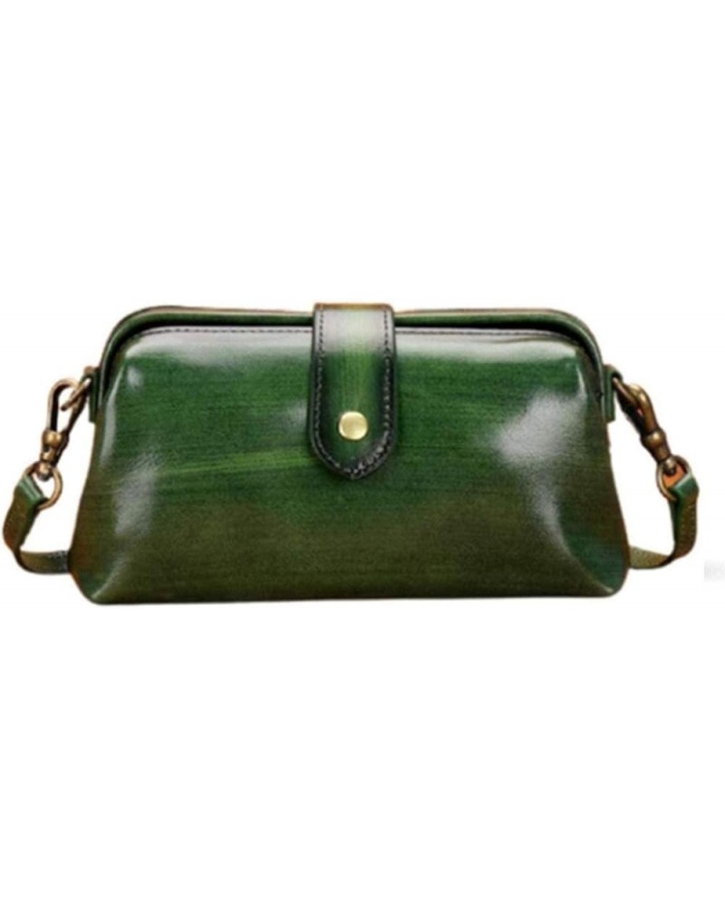 Premium Leather Retro Handmade Bag, Ladies Vintage Leather Purse Shoulder Purses Messenger Bag Doctor Bag Green $12.47 Should...