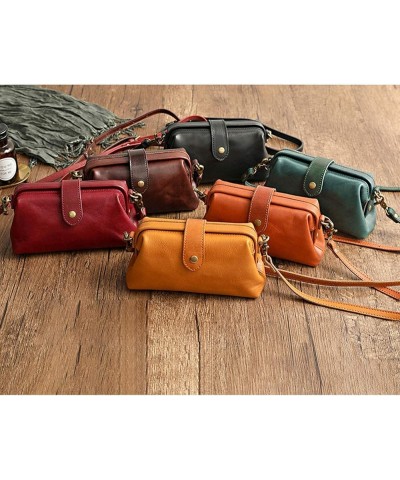 Premium Leather Retro Handmade Bag, Ladies Vintage Leather Purse Shoulder Purses Messenger Bag Doctor Bag Green $12.47 Should...