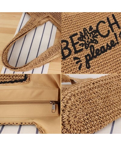 Straw Handbag Clutch Chic Envelop Woven Beach Bag Natural Rattan Straw Bag Summer Straw Clutch for Travel C Camel $18.28 Shou...