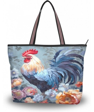 Women Tote Bags Flower Cock Top Handle Satchel Handbags Shoulder Bag for Shopping 20848275 $8.61 Satchels