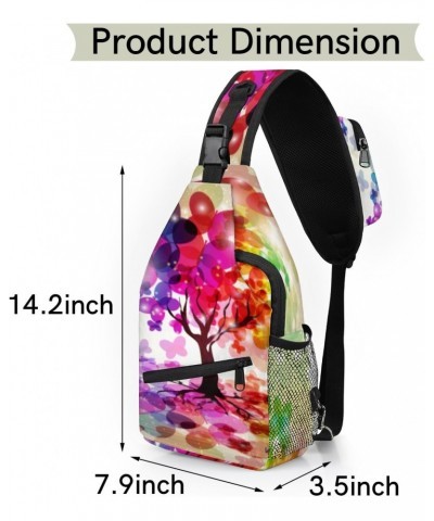 Tree Crown Butterflies Sling Bag Adjustable Sling Backpack Crossbody Shoulder Backpack Anti-theft Rope Chest Shoulder Daypack...