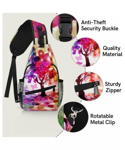 Tree Crown Butterflies Sling Bag Adjustable Sling Backpack Crossbody Shoulder Backpack Anti-theft Rope Chest Shoulder Daypack...