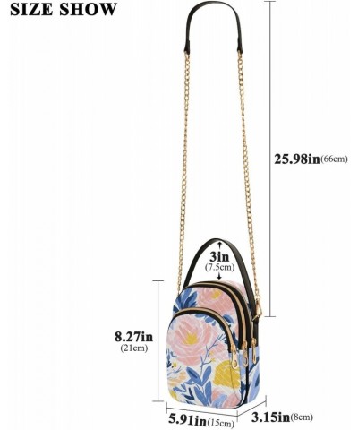 Flowers Plants Floral Womens Sling Backpack Crossbody Chain Shoulder Bags Waist Packs Multipurpose Handbags for Travel Shoppi...