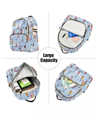 Colorful Sailboat Pattern Backpack Purse for Women Lightweight Back Pack Casual Daypack Travel Shoulder Bag Bookbag - S Small...