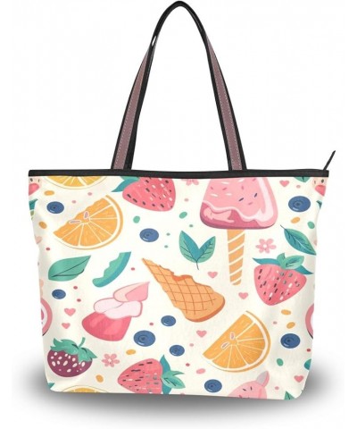 Lemon Strawberry Shoulder Bags Large Handle Ladies Handbag Multicoloured $15.11 Shoulder Bags