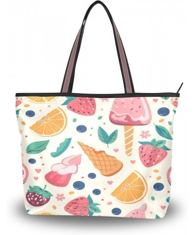 Lemon Strawberry Shoulder Bags Large Handle Ladies Handbag Multicoloured $15.11 Shoulder Bags