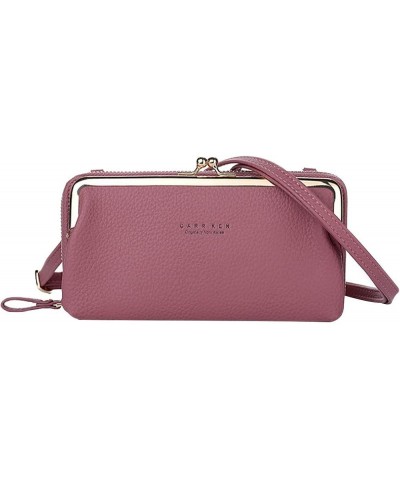 Women Wallet Large Capacity Mobile Phone Bag Card Slot Adjustable Shoulder Strap Mens Bags Messenger Small Purple $7.62 Wallets