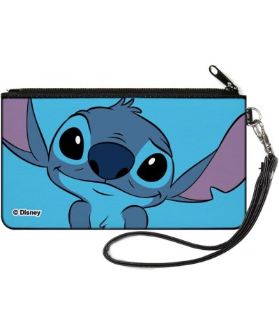 Disney Wallet, Zip Pouch, Lilo and Stitch Stitch Sweet Smiling Pose Close Up Blues, Canvas 6.5" x 3.5 $10.04 Wallets