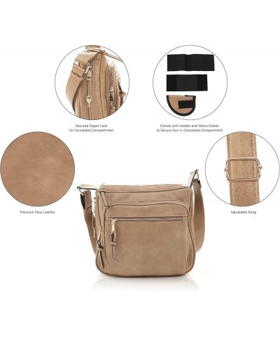 Concealed Carry RFID Blocking Crossbody Purse for Women with Lock and Key Taupe $34.30 Crossbody Bags