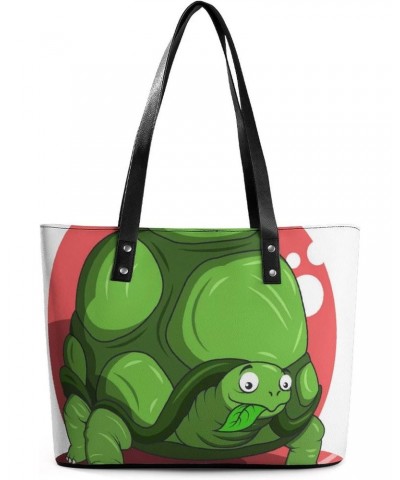 Womens Handbag Green Turtle Leather Tote Bag Top Handle Satchel Bags For Lady $15.40 Totes