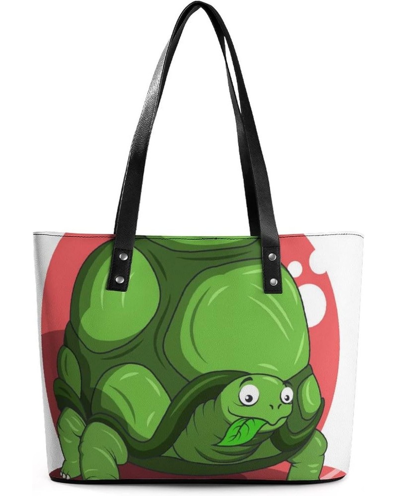 Womens Handbag Green Turtle Leather Tote Bag Top Handle Satchel Bags For Lady $15.40 Totes