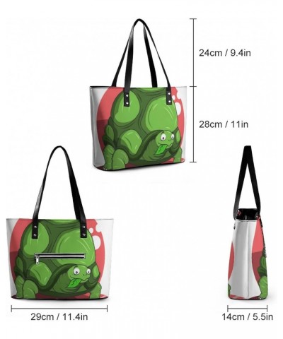 Womens Handbag Green Turtle Leather Tote Bag Top Handle Satchel Bags For Lady $15.40 Totes