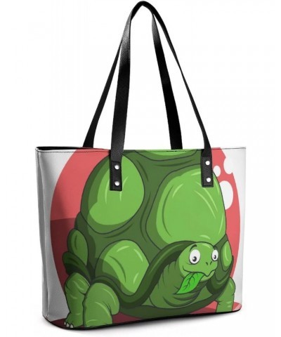 Womens Handbag Green Turtle Leather Tote Bag Top Handle Satchel Bags For Lady $15.40 Totes