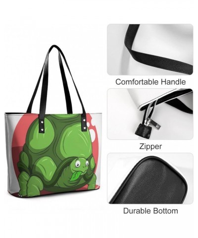 Womens Handbag Green Turtle Leather Tote Bag Top Handle Satchel Bags For Lady $15.40 Totes