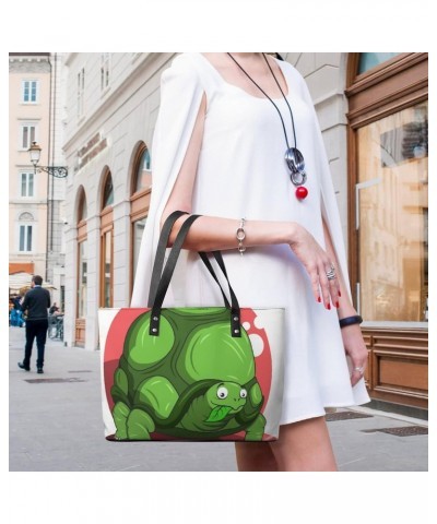 Womens Handbag Green Turtle Leather Tote Bag Top Handle Satchel Bags For Lady $15.40 Totes