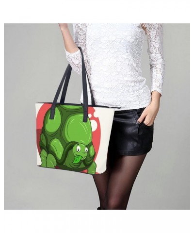 Womens Handbag Green Turtle Leather Tote Bag Top Handle Satchel Bags For Lady $15.40 Totes