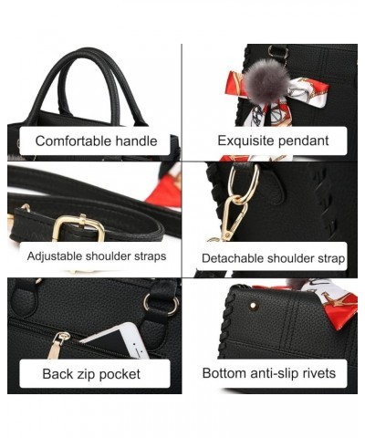 Women's Leather Handbag Bow Pendant Purse Fashion Shoulder Bag Top Handle Satchel Weave Crossbody Bag(Grey) Gray $25.59 Totes