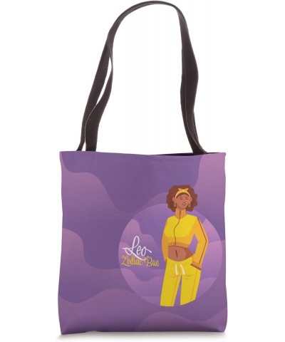 Leo, Zodiac Bae" text Brown Girl Tote Bag $10.08 Totes