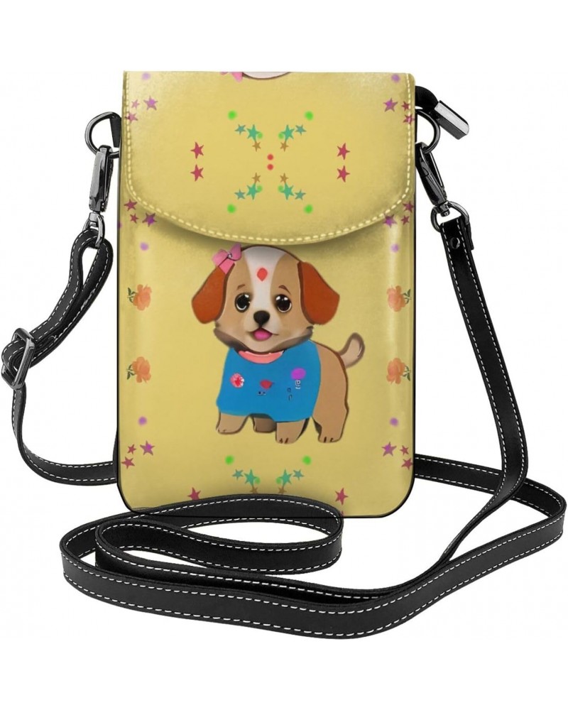 women Small Cell Phone Purse Adorable cartoon dog pattern Soft, durable and waterproof PU leather Convenient for daily use an...