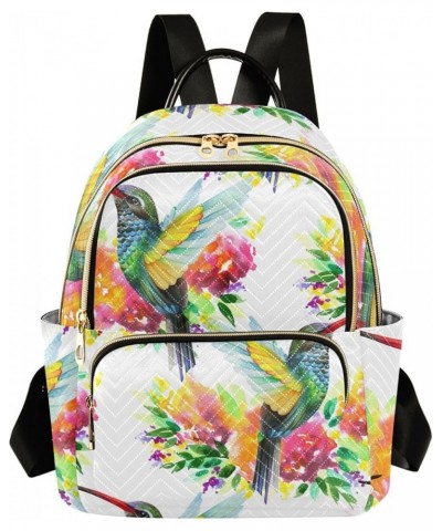 Watercolor Flying Hummingbirds Mini Backpack Purse for Women, Travel Backpack Fashion Backpack Handbag Shoulder Bag Small Cas...