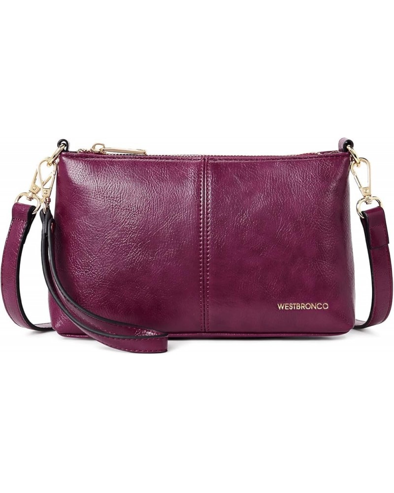 Crossbody Bag for Women Vegan Leather Wallet Purses Satchel Shoulder Bags Small Size Leather-wine Red $16.79 Crossbody Bags