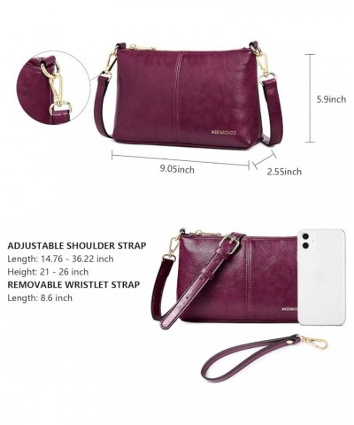 Crossbody Bag for Women Vegan Leather Wallet Purses Satchel Shoulder Bags Small Size Leather-wine Red $16.79 Crossbody Bags