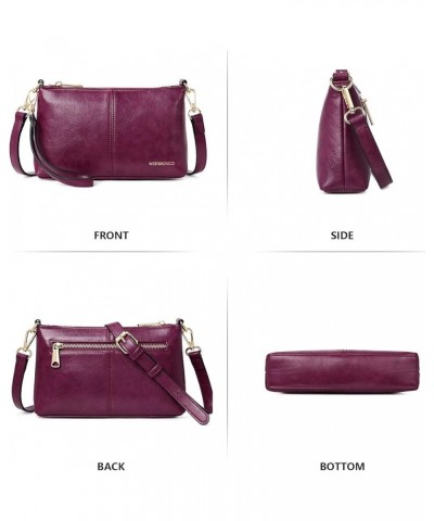 Crossbody Bag for Women Vegan Leather Wallet Purses Satchel Shoulder Bags Small Size Leather-wine Red $16.79 Crossbody Bags